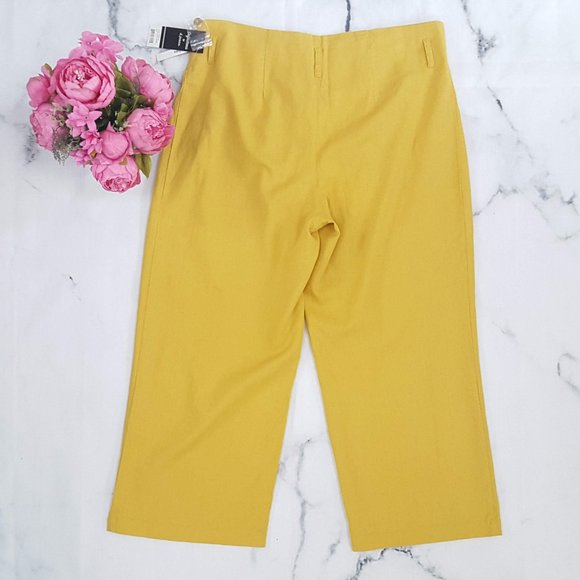 Definitions, Linen Paperbag Pants, Yellow, 14 - Picture 4 of 8